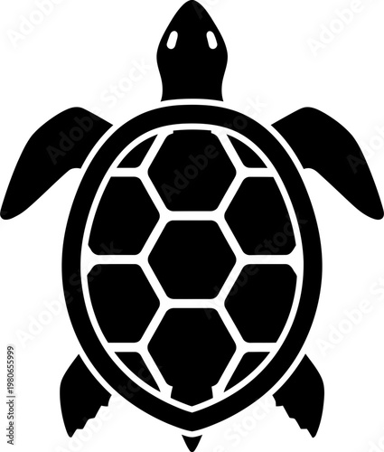 Minimalist Black Sea Turtle Vector Icon Design on White Background