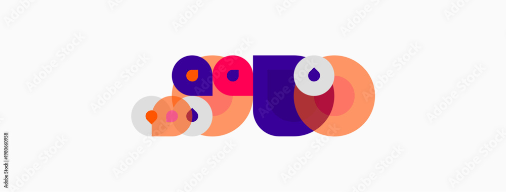 Fototapeta premium Abstract colorful circles overlap, creating playful composition. Shapes suggest modern design, vibrant energy, simple geometry.