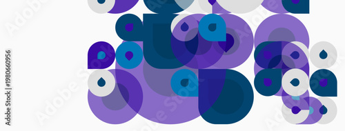 Abstract composition featuring overlapping circles. Various purple, blue hues create dynamic visual texture. Minimalist design, modern aesthetic.