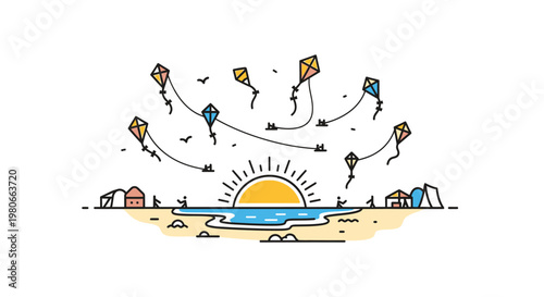 Kites flying in the sunny sky.