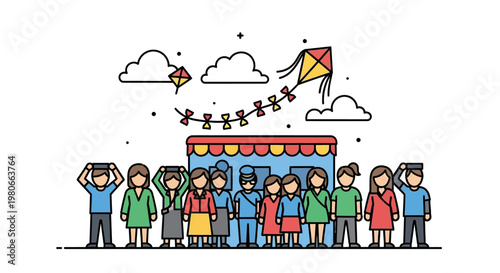 Diverse group of people standing together.