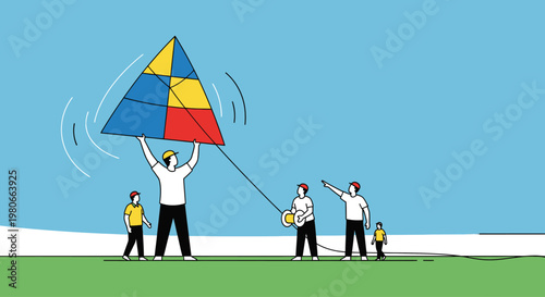 Man holding colorful kite outdoors.