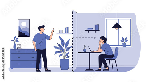 Professionals working remotely and maintaining communication between different locations in a modern digital workspace.