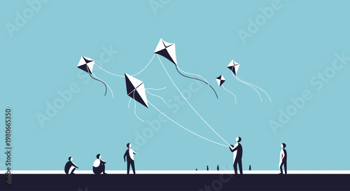 People flying kites in the air.