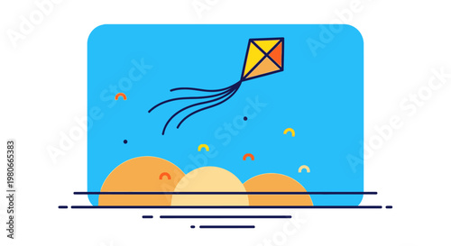 Colorful toy kite flying high.