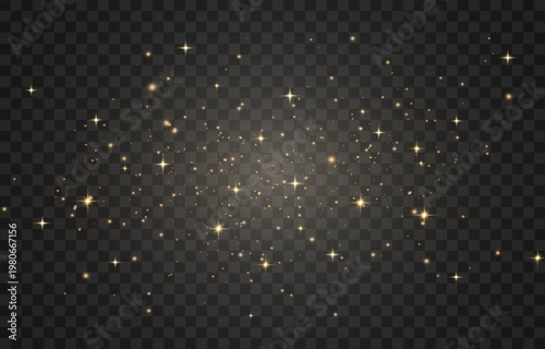 Magical light dust with a soft glow. Floating particles of light. Christmas light effect with sparkling fairy dust shining on a transparent background. Vector png