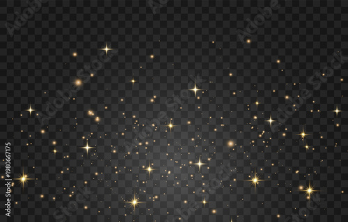 Magical light dust with a soft glow. Floating particles of light. Christmas light effect with sparkling fairy dust shining on a transparent background. Vector png