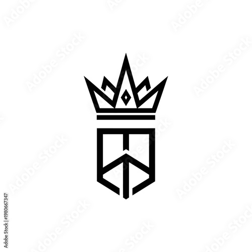 Black Crown Logo Design Vector Illustration.