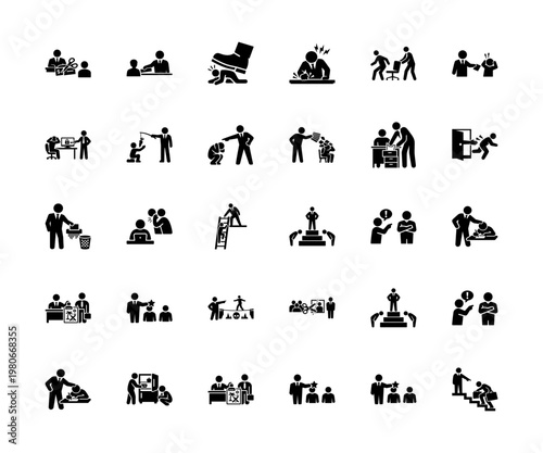 Workplace Bullying and Corporate Abuse Icons
