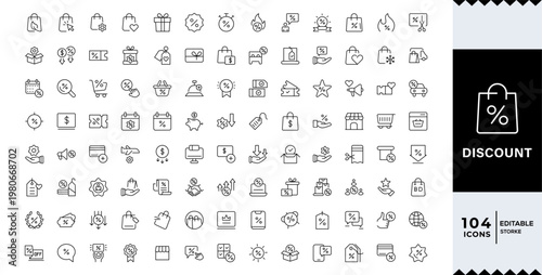 Discount icons collection,Attractive discount icon set modern sale symbols, price reduction tags and promotional offer collection,Vector illustration