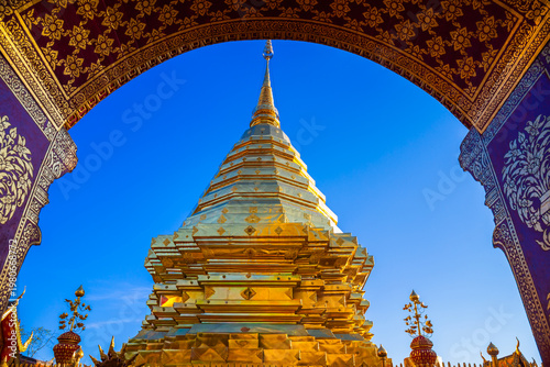 Wat Phra That Doi Suthep or golden temple is famous visiting place or landmark and attraction of Chiang Mai, Thailand.