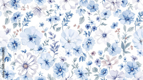 Light botanical pattern showcasing blooming flowers and subtle foliage across a peaceful neutral background