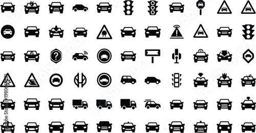 Truck logistics and automobile crash hazard pictograms