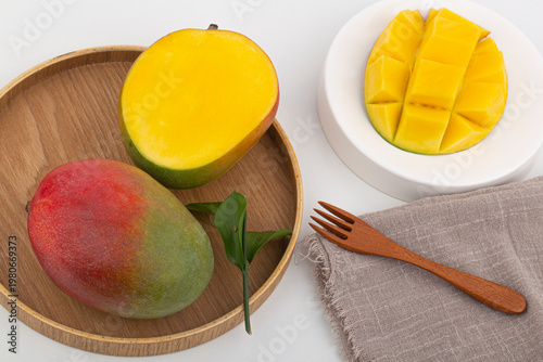 Apple mango fruit on white background