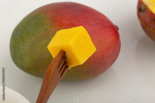 Apple mango fruit on white background