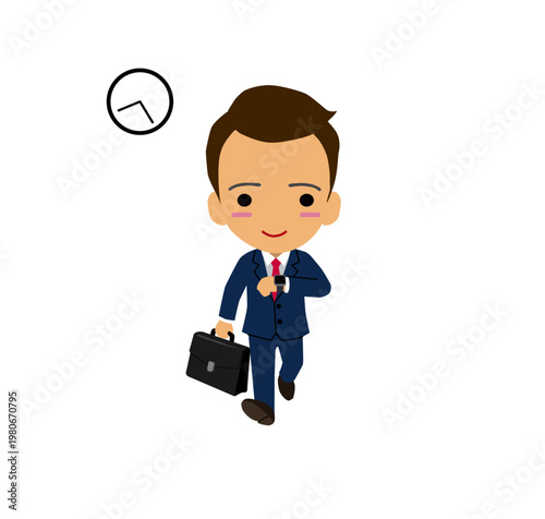 Businessman going to work morning routine