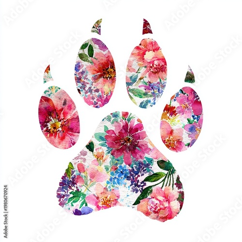 animal claw with a background full of flowers