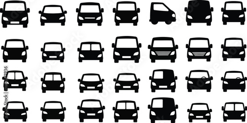 Front facing car and vehicle graphic art array compilation display