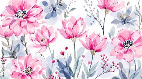 Gentle pastel florals painted beautifully create calming seamless pattern inspired by spring gardens today