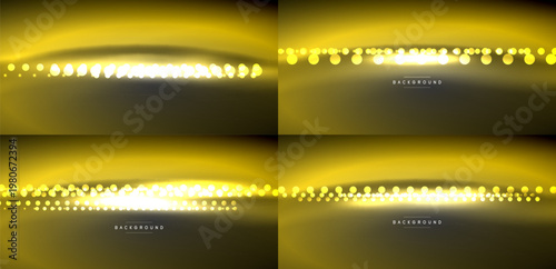 Golden light effects, abstract backgrounds. Sparkles, gradients create luminous, elegant designs. Dark backdrop enhances brilliance.