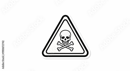 Warning triangle sign with skull and crossbones symbol