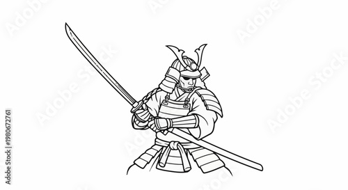 Warrior in traditional armor holding a sword