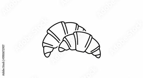 Two simple black line drawings of croissants are shown against a white background