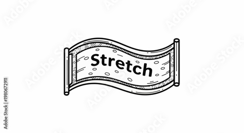 Wavy banner displaying the word "Stretch" with decorative dots