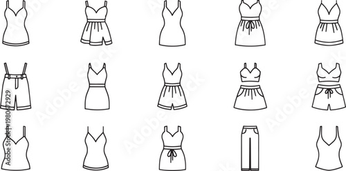 Collection of black line of women's summer clothing and outfits women's clothing summer fashion clothing set