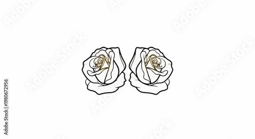 Two simple line art roses facing outward on a white background