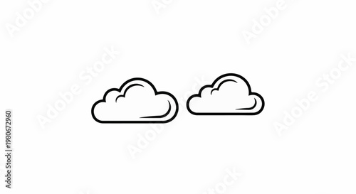 Two simple outline drawings of clouds on a white background