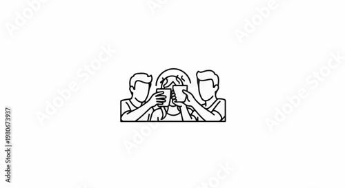 Three friends clinking glasses in celebration