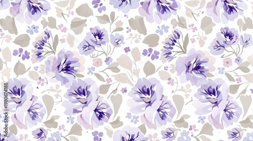 Elegant pastel blossoms painted softly create decorative pattern inspired by fresh blooming gardens and nature today