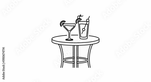 Two garnished drinks sit on a round table