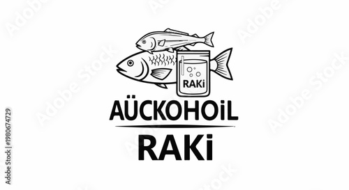 Two fish with a glass of bubbly drink above text