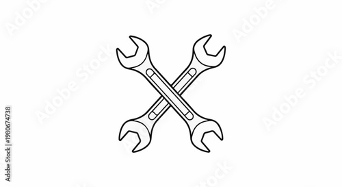 Two crossed wrenches on a white background