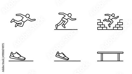 Sports Icons in Action: A collection of minimalist line icons captures the essence of sports and athletic activities. 