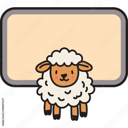 Cute Cartoon Sheep with Message Board