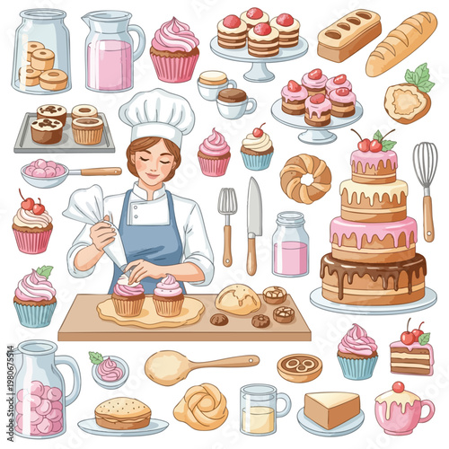 Delicious Assorted Pastries and Bakery Items for Breakfast or Tea Time