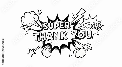 Vibrant comic-style text with stars, lightning, and explosive speech bubbles