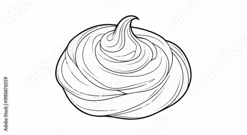Swirled dollop of whipped cream or meringue in a simplified line drawing style