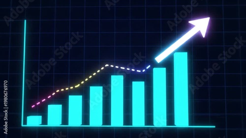 Wallpaper Mural Dynamic Financial Growth Bar Chart Animation with Rising Upward Arrow Representing Business Success and Profit Increase Torontodigital.ca