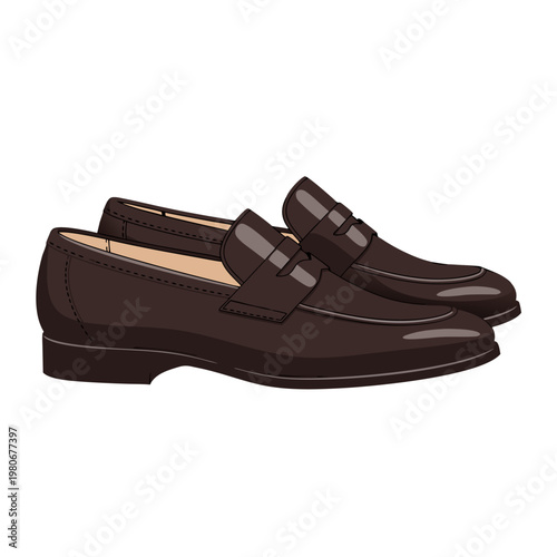 Men leather loafers shown side view on plain white background