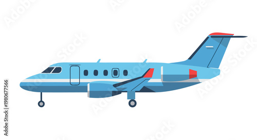 Light jet airplane parked on white background