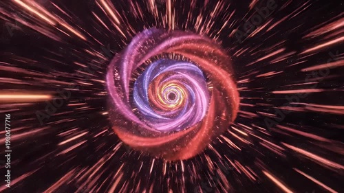 A vibrant, swirling vortex of cosmic energy and light creates a mesmerizing and dynamic visual spectacle, evoking a sense of wonder and infinite possibilities.
