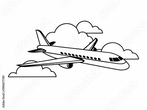 Regional jet banking through layered clouds in flight