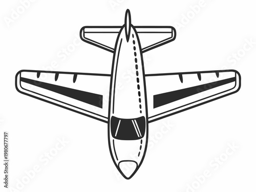 Light aircraft top view flying with wings spread overhead