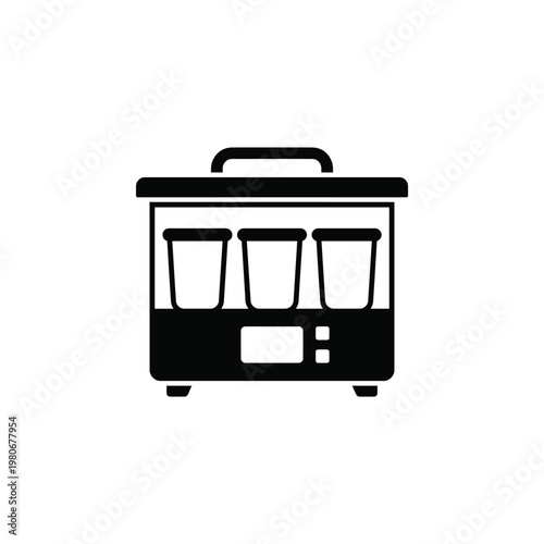 A black icon of a triple cup beverage dispenser Vector