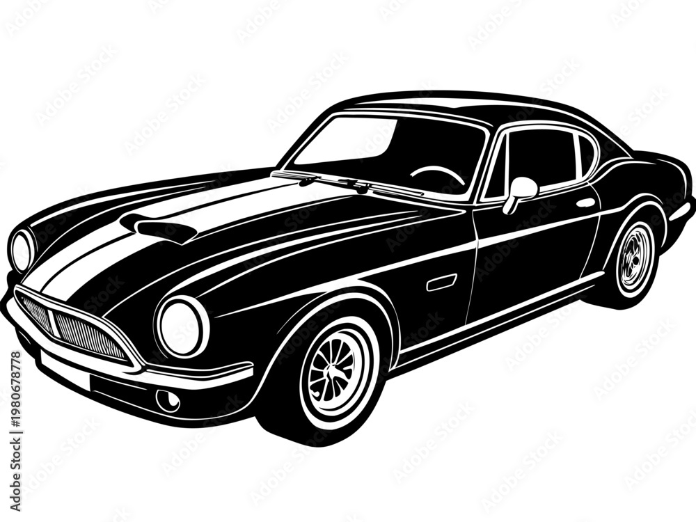 Obraz premium Classic sports car shown stationary in studio backdrop