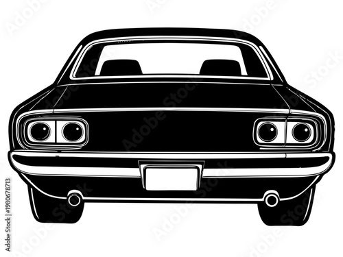 Classic car rear facing view with bumper and lights studio